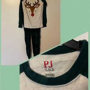 PJ Place Kids Reindeer Pajama Set - Green and White